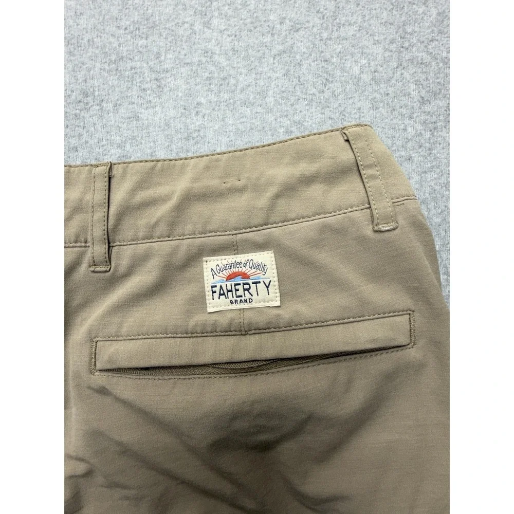 Faherty All Day Shorts Mens 30 Beige Chino 9 Inseam Drawstring Stretch Casual